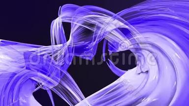 五颜六色的蓝色紫罗兰条纹在圆形形成扭转，移动在一个圆圈。 无缝创意背景，循环3d
